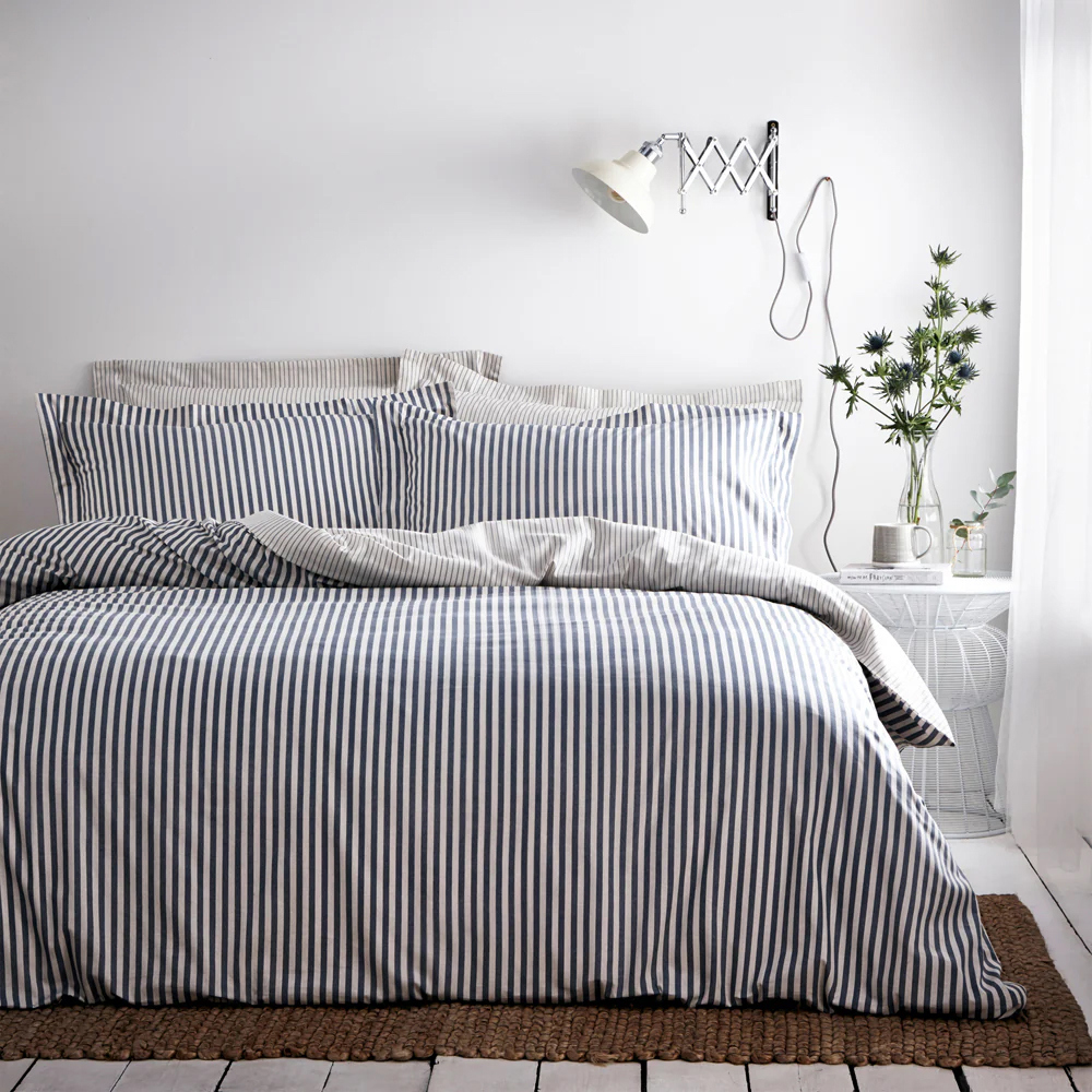 Yard Hebden Melange Navy/Grey Stripe Duvet Cover Set